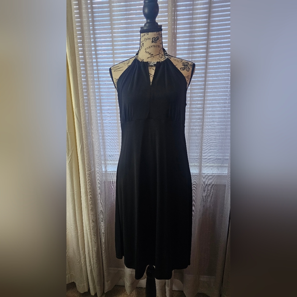 Black halter dress, size 10.